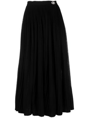 Salvatore Ferragamo pleated wool-blend midi skirt - Black