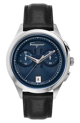 Salvatore Ferragamo Racing Chronograph Leather Strap Watch
