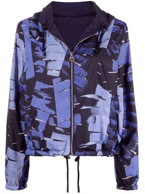 Salvatore Ferragamo reversible graphic-print hooded jacket - Blue