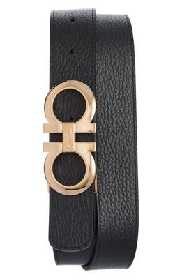 Salvatore Ferragamo Reversible Leather Belt in Black /Navy