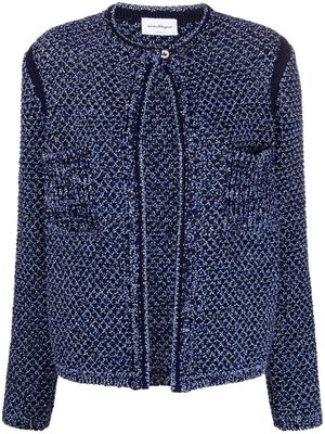 Salvatore Ferragamo round-neck tweed jacket - Blue