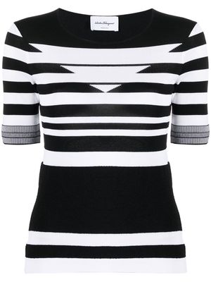 Salvatore Ferragamo striped knitted top - Black