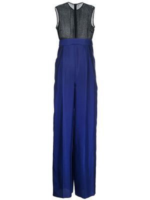Salvatore Ferragamo two-tone silk jumpsuit - Blue