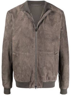 Salvatore Santoro bomber-style zip-up suede jacket - Grey