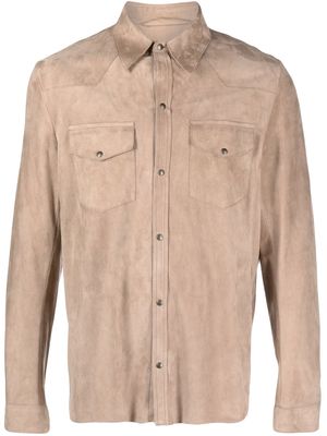 Salvatore Santoro button-up leather shirt - Neutrals