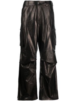 Salvatore Santoro cargo-pocket leather trousers - Black