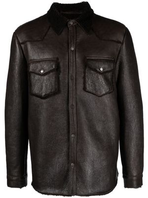 Salvatore Santoro classic-collar leather shirt jacket - Brown