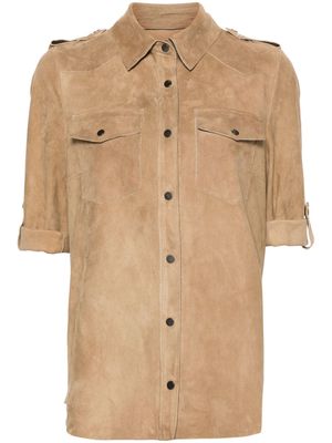 Salvatore Santoro classic-collar suede shirt jacket - Neutrals