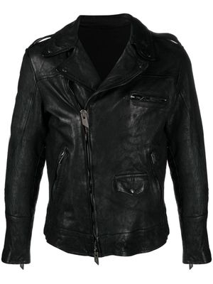 Salvatore Santoro cracked-effect leather jacket - Black
