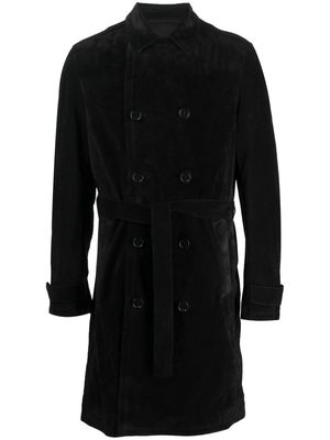 Salvatore Santoro double-breasted belted sheepskin coat - Black