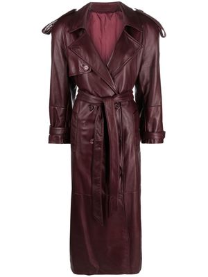 Salvatore Santoro double-breasted leather trench coat - Red