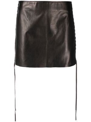 Salvatore Santoro drawstring leather mini skirt - Black