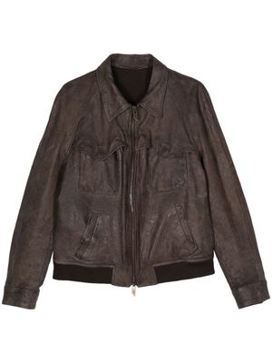 Salvatore Santoro faded-effect leather jacket - Brown