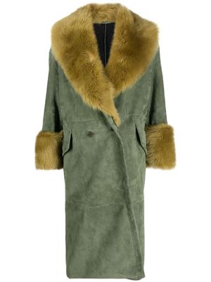 Salvatore Santoro faux-fur trim leather coat - Green