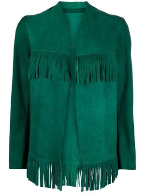 Salvatore Santoro fringe-detailing suede jacket - Green