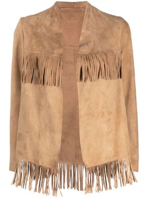 Salvatore Santoro fringe-detailing suede jacket - Neutrals