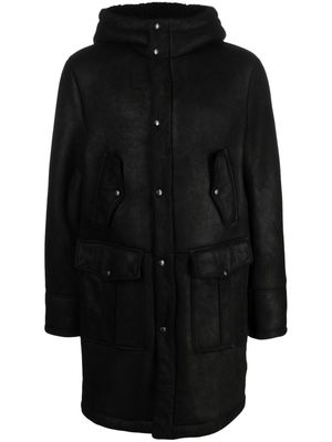 Salvatore Santoro hooded single-breasted suede coat - Black
