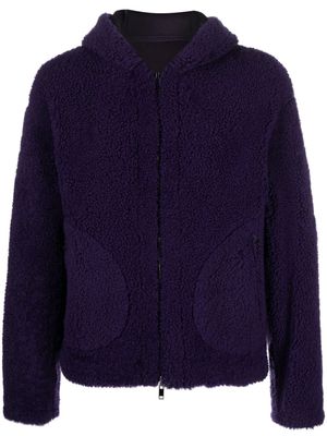 Salvatore Santoro hooded zip-up shearling jacket - Purple
