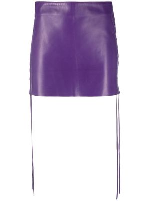 Salvatore Santoro lambskin side-laced mini skirt - Purple