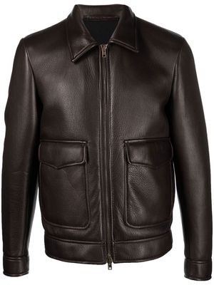 Salvatore Santoro lambskin zipped jacket - Brown