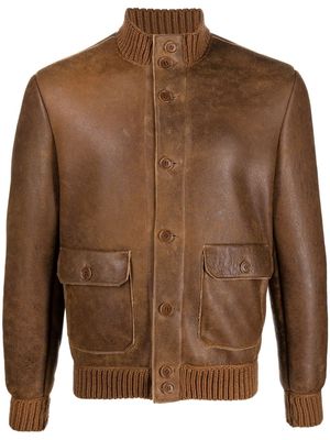 Salvatore Santoro leather button-down jacket - Brown