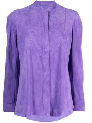 Salvatore Santoro leather button-up shirt - Purple