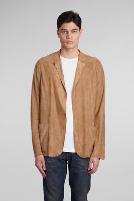 Salvatore Santoro Leather Jacket In Beige Suede