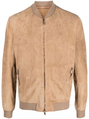 Salvatore Santoro logo-charm leather jacket - Neutrals