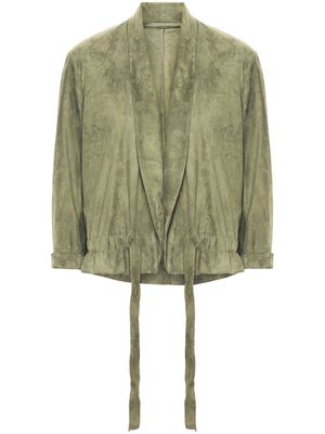 Salvatore Santoro logo-plaque suede jacket - Green