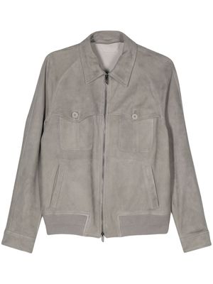 Salvatore Santoro logo-plaque suede jacket - Grey