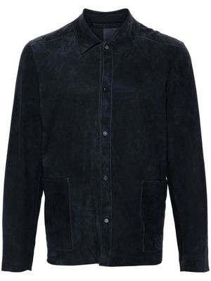 Salvatore Santoro logo-plaque suede shirt - Blue