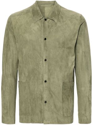 Salvatore Santoro logo-plaque suede shirt - Green