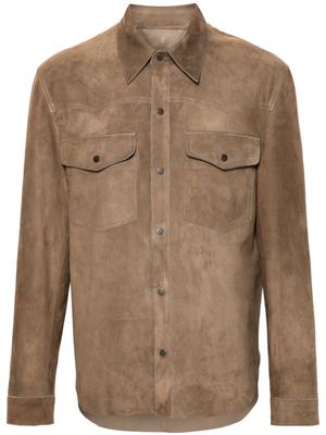 Salvatore Santoro long-sleeves suede shirt - Neutrals