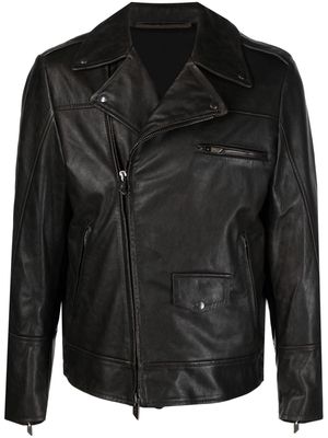 Salvatore Santoro notch-collar biker leather jacket - Black