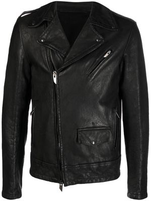 Salvatore Santoro notch-collar leather biker jacket - Black