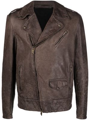 Salvatore Santoro notch-collar leather biker jacket - Brown