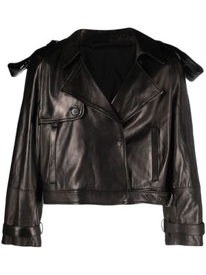 Salvatore Santoro notched-lapels leather jacket - Black