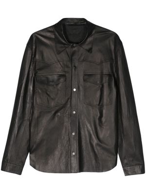 Salvatore Santoro panelled leather shirt jacket - Black