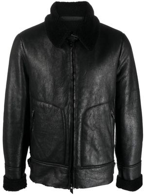 Salvatore Santoro pointed-collar zipped leather jacket - Black