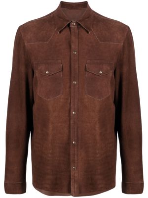 Salvatore Santoro press-stud suede shirt jacket - Brown