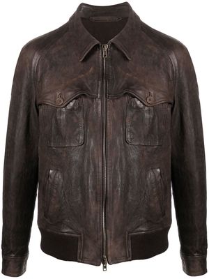 Salvatore Santoro raglan-sleeve leather jacket - Brown