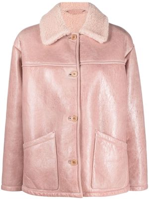 Salvatore Santoro shearling-collar leather jacket - Pink