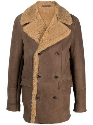 Salvatore Santoro shearling-trim buttoned double-breasted coat - Brown