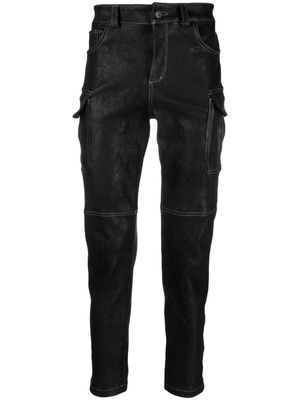 Salvatore Santoro slim-cut leather cargo trousers - Black