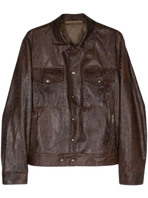 Salvatore Santoro snakeskin-effect leather jacket - Brown