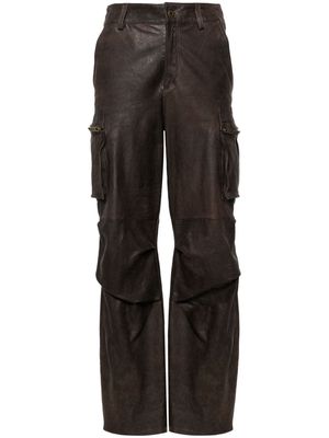 Salvatore Santoro straight-leg cargo leather trousers - Brown