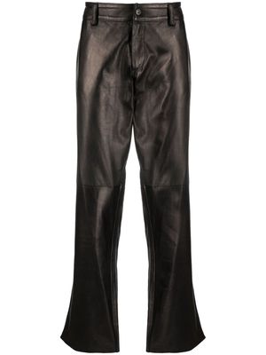 Salvatore Santoro straight-leg leather trousers - Black
