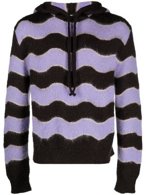 Salvatore Santoro striped knitted hoodie - Brown