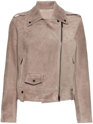 Salvatore Santoro suede biker jacket - Neutrals