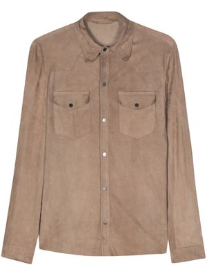 Salvatore Santoro suede leather shirt jacket - Brown